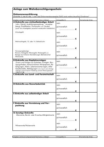 Anlage zum Wohnberechtigungsschein - Stadt Neustadt