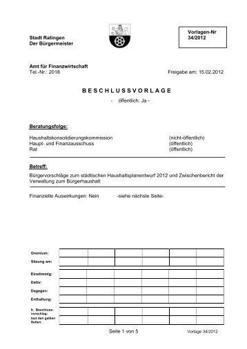 3) Zwischenbericht der Verwaltung zum ... - Stadt Ratingen