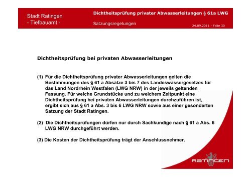 Vortrag zum Tag der GrundstÃ¼cksentwÃ¤sserung - Stadt Ratingen