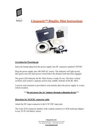 Litepanels™ Ringlite Mini Instructions - Nawon USA, Inc.