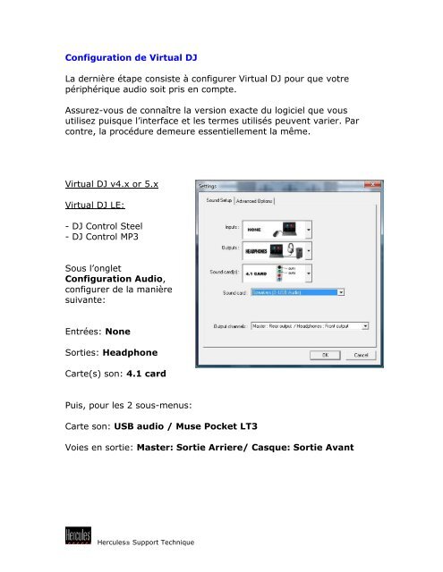 Configuration de la Hercules Muse Pocket pour Virtual DJ (Windows).