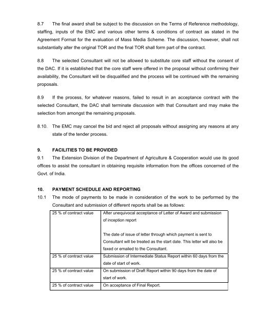 Ministry of Agriculture Department of Agriculture & Cooperation ...