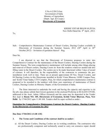 F.No.4-2/2012-Gen. Government of India Ministry of Agriculture ...