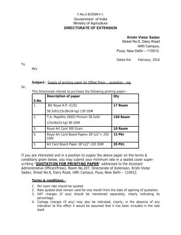F.No.2-8/2009-F.I. Government of India Ministry of Agriculture ...