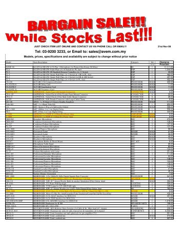just check item list online and contact us