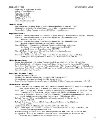 RICHARD E. TOTH CURRICULUM VITAE Department of ...