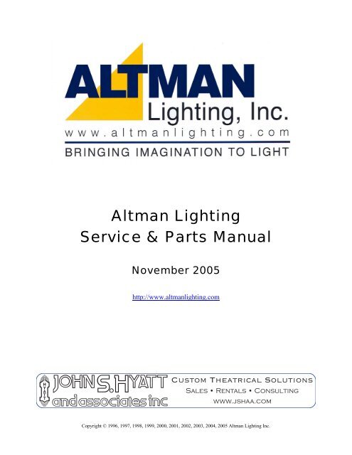 Service &amp; Parts Manual 2005 .pdf format - Altman Lighting