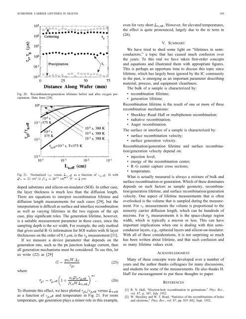 Carrier Lifetimes in Silicon - Dieter Schroder - Arizona State University