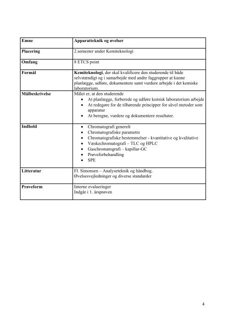 Emnebeskrivelse for Laborant AK 2. semester