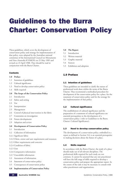 The Australia ICOMOS Charter for Places of Cultural Significance 1 ...