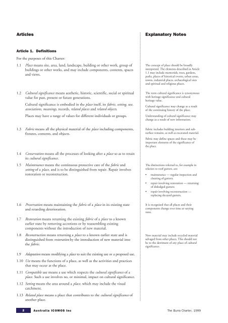 The Australia ICOMOS Charter for Places of Cultural Significance 1 ...