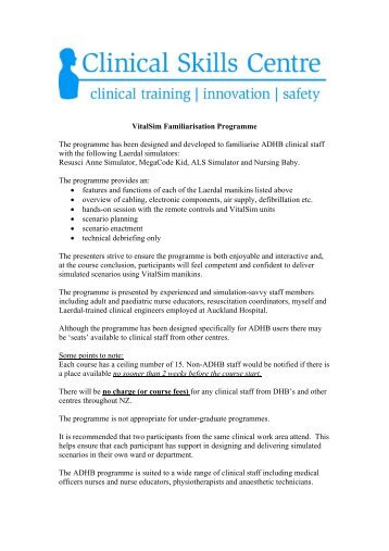 VitalSim Familiarisation Programme The ... - Laerdal Medical