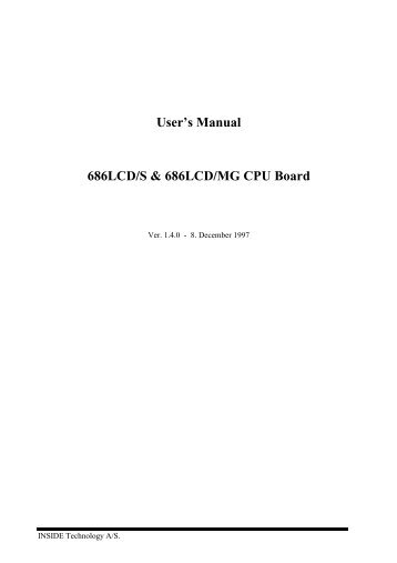 User's Manual 686LCD/S & 686LCD/MG CPU Board