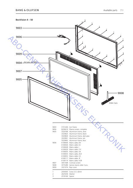 Beovision 9 50 MKII FHD-D9 Type 9720-9730 - abo - center