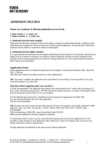 Admission requirements 2013-2014 kopi - Det Fynske Kunstakademi