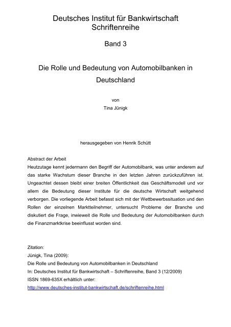 Deutsches Institut für Bankwirtschaft Schriftenreihe