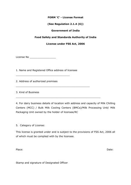 'A' Application for Registration / Renewal - Food Safety and ...