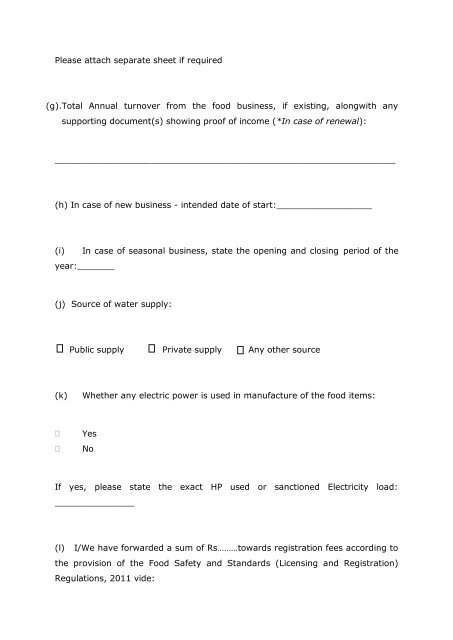 'A' Application for Registration / Renewal - Food Safety and ...