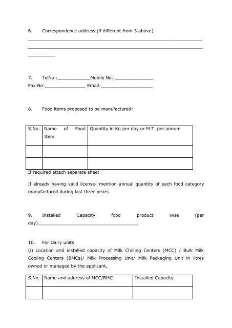 'A' Application for Registration / Renewal - Food Safety and ...