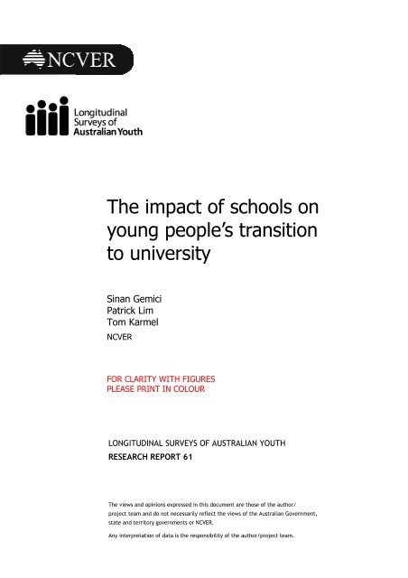 The impact of schools on young people's transition to university