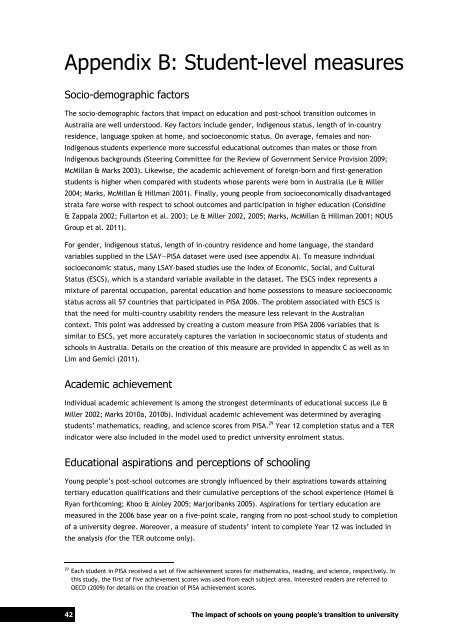 The impact of schools on young people's transition to university