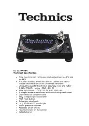 Technics SL1210 Mk5G Data sheet - DJ Deals