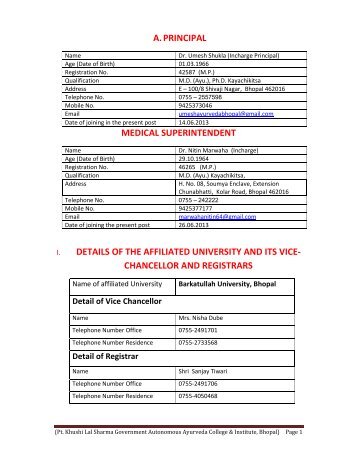 chancellor and registrars - Pt. Khushilal Sharma Government