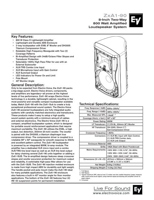 ZxA1-90 Engineering Data Sheet 410 KB | 21 March ... - Electro-Voice