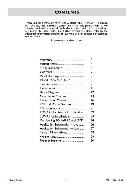 Manual for Allen & Heath ZED-14 USB Mixing Console