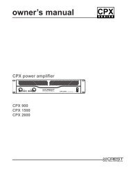 CPX Series Owner's Manual - Crest Audio