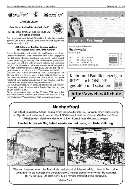 Amtsblatt Nr. 6 - Stadt SÃ¼dliches Anhalt