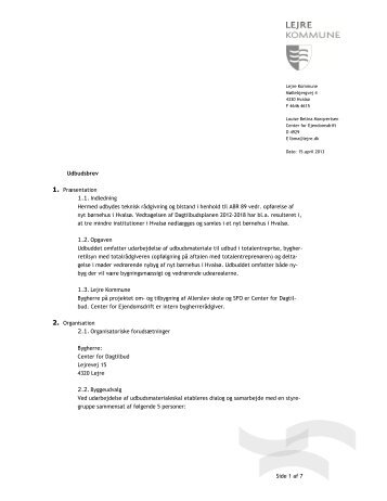 Side 1 af 7 Udbudsbrev 1. PrÃ¦sentation 1.1 ... - F.wood-supply.dk