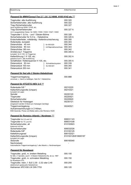 ÿþS onderangebotab N ovember HP . xls - ETG Hebebuehnen und ...