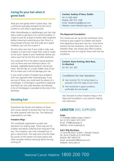 Hair Loss FactSheet v8.indd - Irish Cancer Society