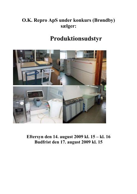 Produktionsudstyr - konkurser.dk