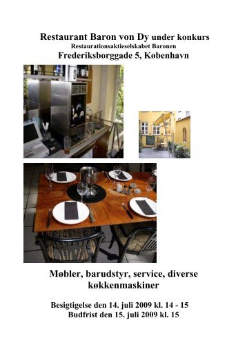Restaurant Baron von Dy under konkurs MÃ¸bler ... - konkurser.dk