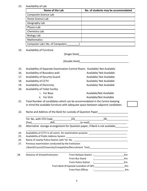 Norms & Guidelines for establishment of Examinmation centre and ...