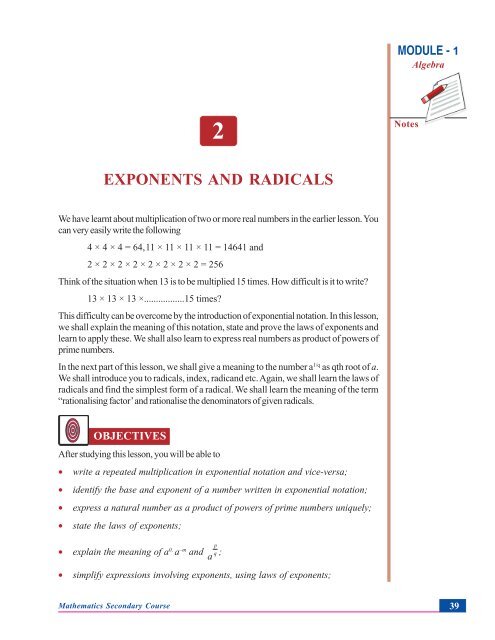 Chapter 2. Exponents and Radicals