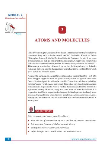 3 ATOMS AND MOLECULES