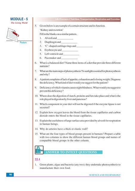 Nutrition, Transportation, Respiration and Excretion