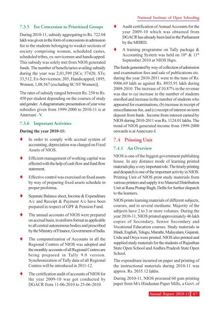 Annual Report 2010-11 - The National Institute of Open Schooling