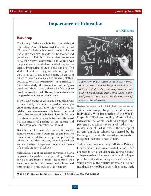 Open Learning Jan-June -2010 - An Awareness Magazine