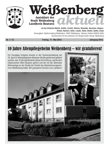 10 Jahre Altenpflegeheim WeiÃenberg â wir ... - Stadt WeiÃenberg
