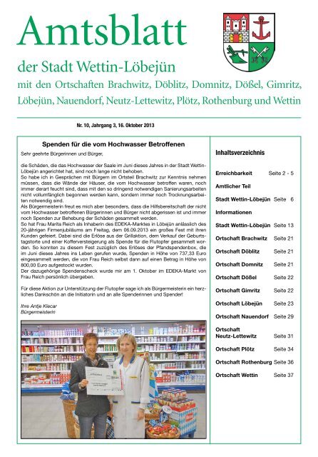 ( 2 MB / PDF )Amtsblatt der Stadt Wettin-LÃ¶bejÃ¼n 16.10.2013