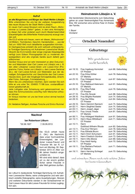 ( 2 MB / PDF )Amtsblatt der Stadt Wettin-LÃ¶bejÃ¼n 16.10.2013