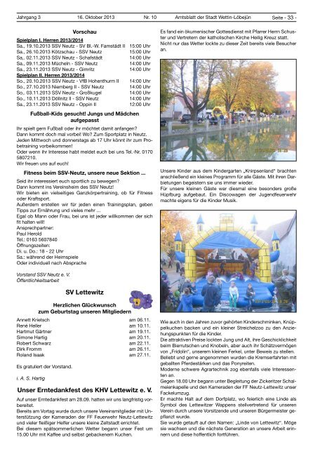 ( 2 MB / PDF )Amtsblatt der Stadt Wettin-LÃ¶bejÃ¼n 16.10.2013