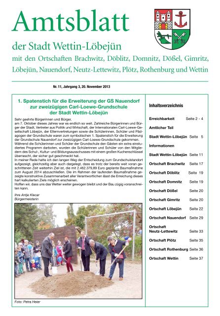 ( 4 MB / PDF )Amtsblatt der Stadt Wettin-Löbejün 20.11.2013