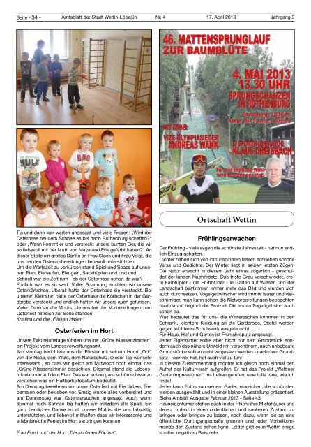 ( 4 MB / PDF )Amtsblatt der Stadt Wettin-LÃ¶bejÃ¼n 17.04.2013