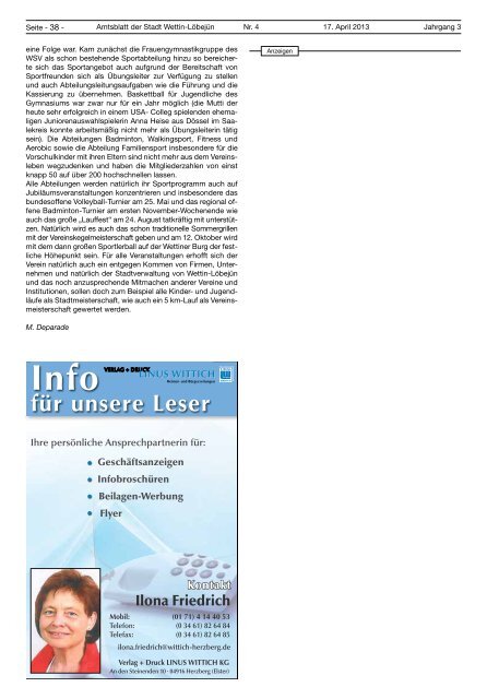 ( 4 MB / PDF )Amtsblatt der Stadt Wettin-LÃ¶bejÃ¼n 17.04.2013