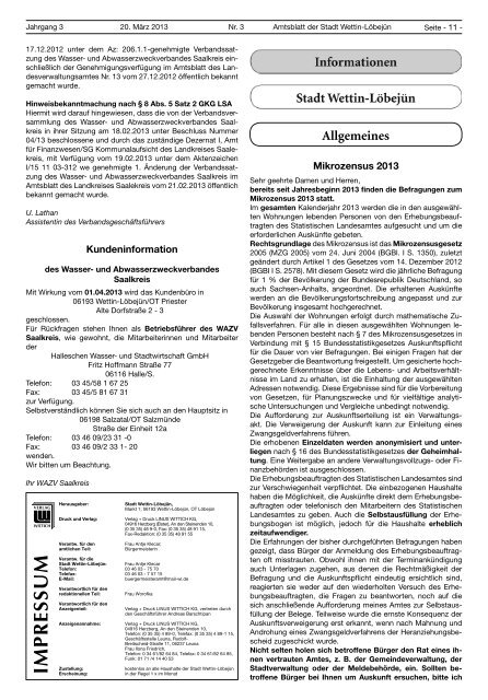 ( 3 MB / PDF )Amtsblatt der Stadt Wettin-LÃ¶bejÃ¼n 20.03.2013
